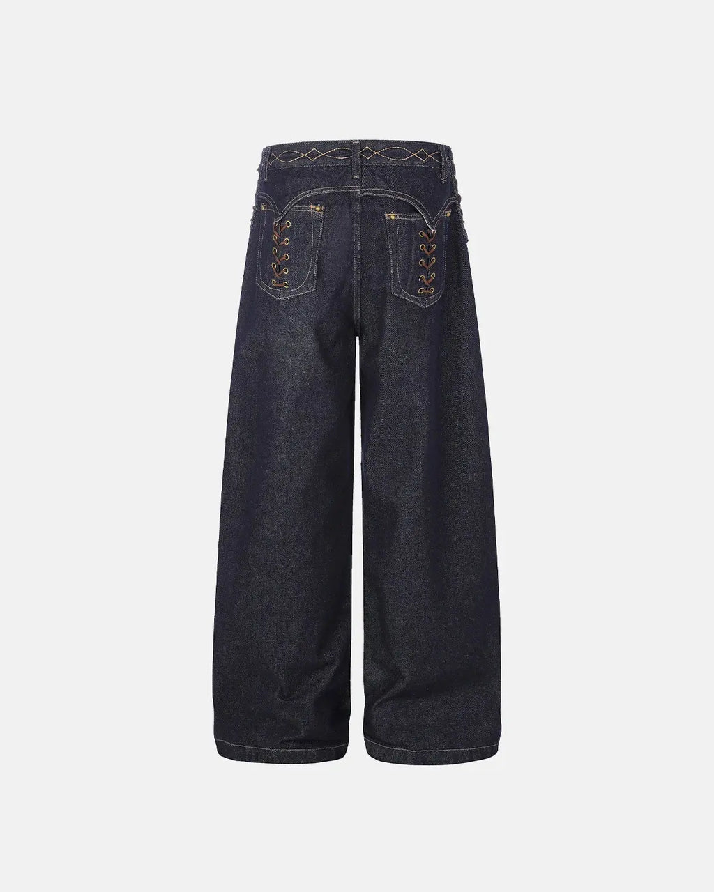 Side Lace-Up Raw Baggy Jeans | Flation Streetwear