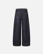 Side Lace-Up Raw Baggy Jeans | Flation Streetwear