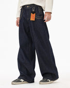 Side Lace-Up Raw Baggy Jeans | Flation Streetwear