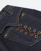 Side Lace-Up Raw Baggy Jeans | Flation Streetwear