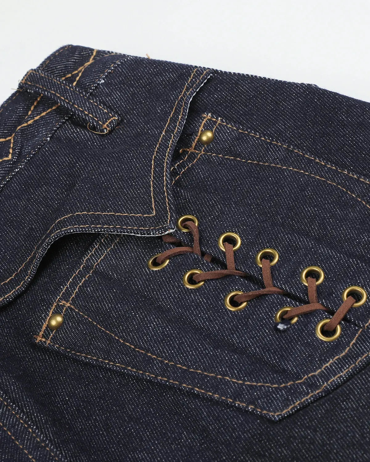 Side Lace-Up Raw Baggy Jeans | Flation Streetwear