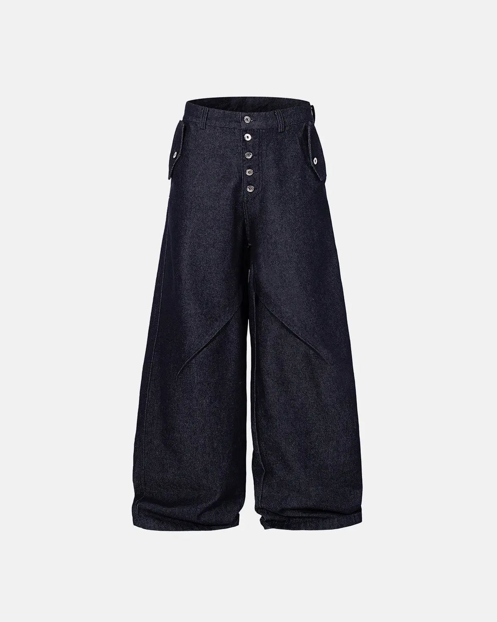 Buttons Up Raw Blue Baggy Jeans | Flation Streetwear