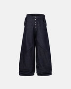 Buttons Up Raw Blue Baggy Jeans | Flation Streetwear
