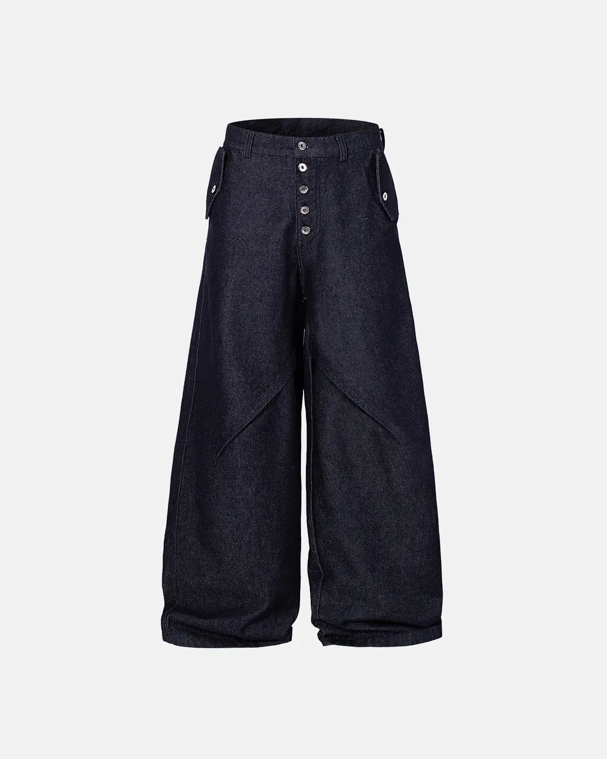Buttons Up Raw Blue Baggy Jeans | Flation Streetwear