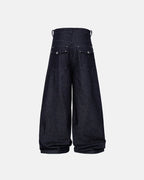 Buttons Up Raw Blue Baggy Jeans | Flation Streetwear