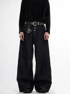 Buttons Up Raw Blue Baggy Jeans | Flation Streetwear