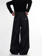 Buttons Up Raw Blue Baggy Jeans | Flation Streetwear