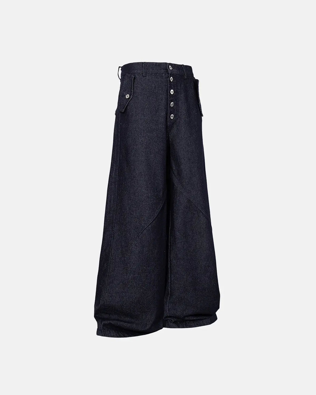 Buttons Up Raw Blue Baggy Jeans | Flation Streetwear