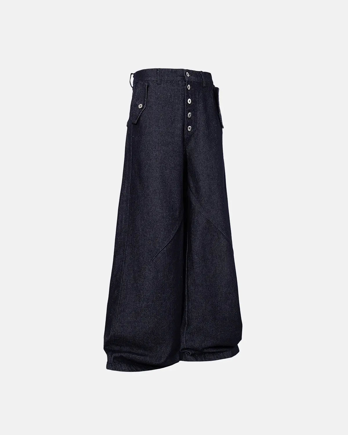 Buttons Up Raw Blue Baggy Jeans | Flation Streetwear