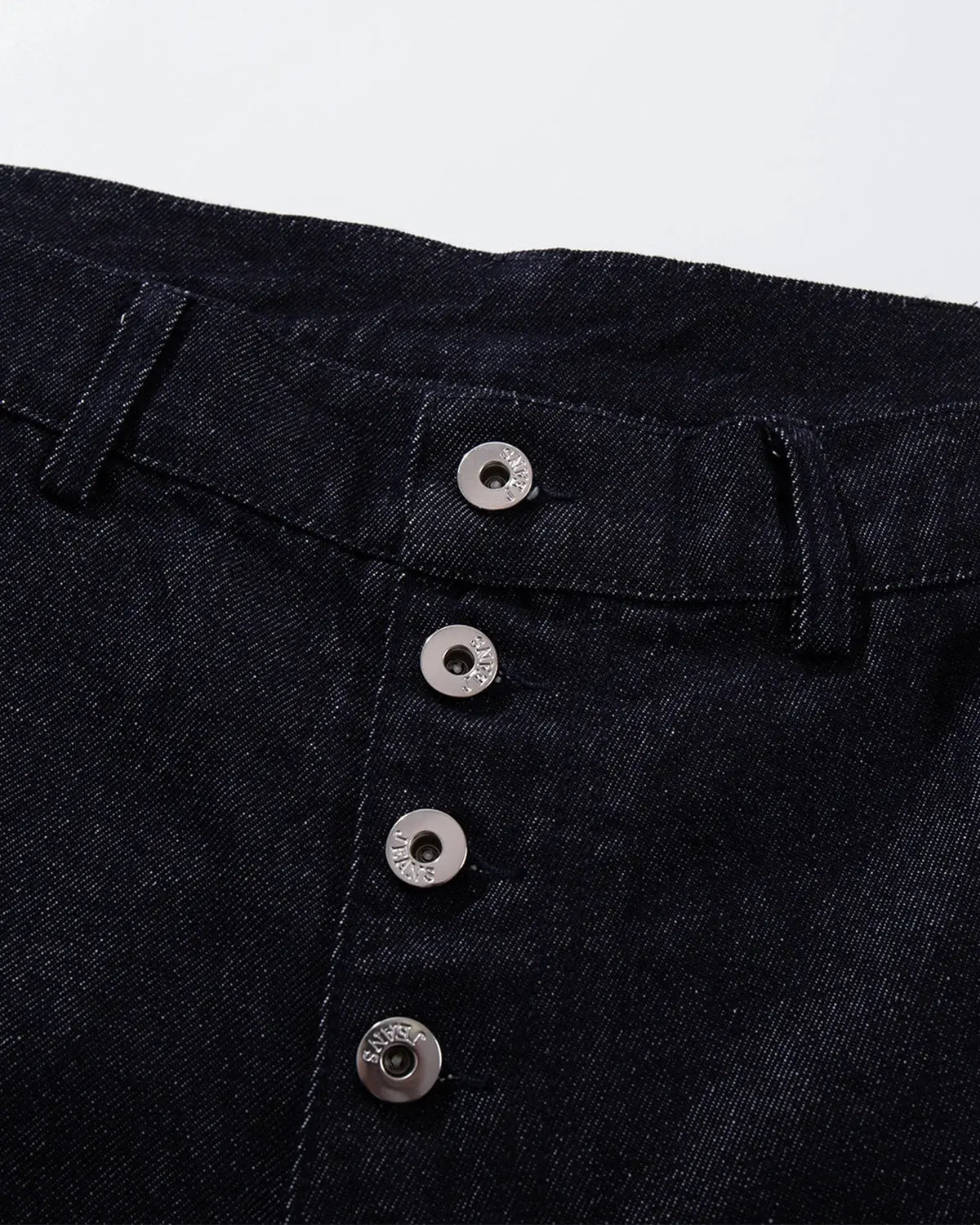 Buttons Up Raw Blue Baggy Jeans | Flation Streetwear