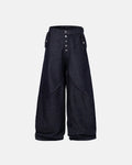 Buttons Up Raw Blue Baggy Jeans | Flation Streetwear