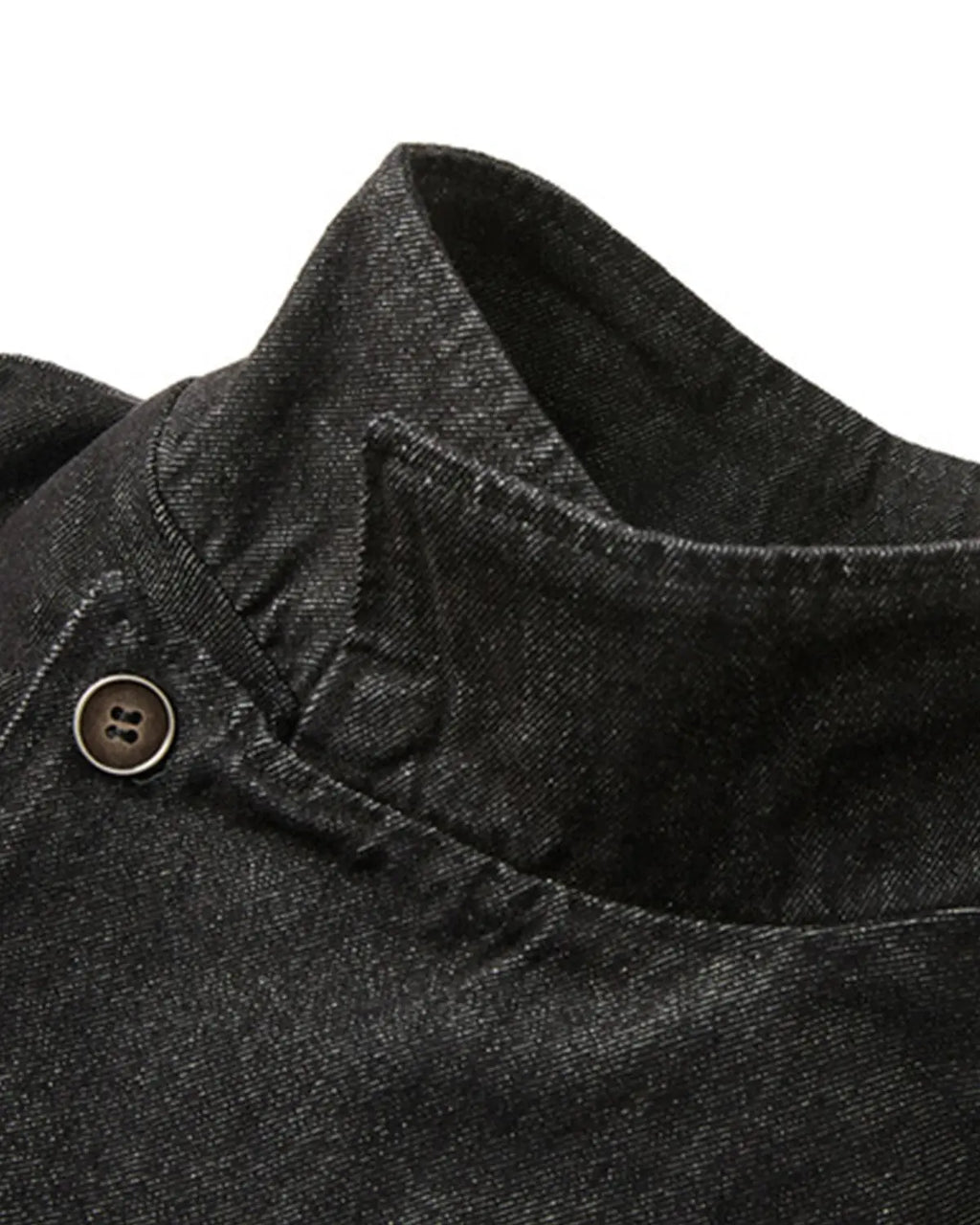Cropped Asymmetric Button Denim Jacket | Flation Streetwear