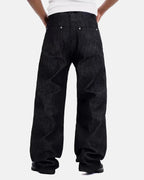 Button Detail Raw Baggy Jeans | Flation Streetwear