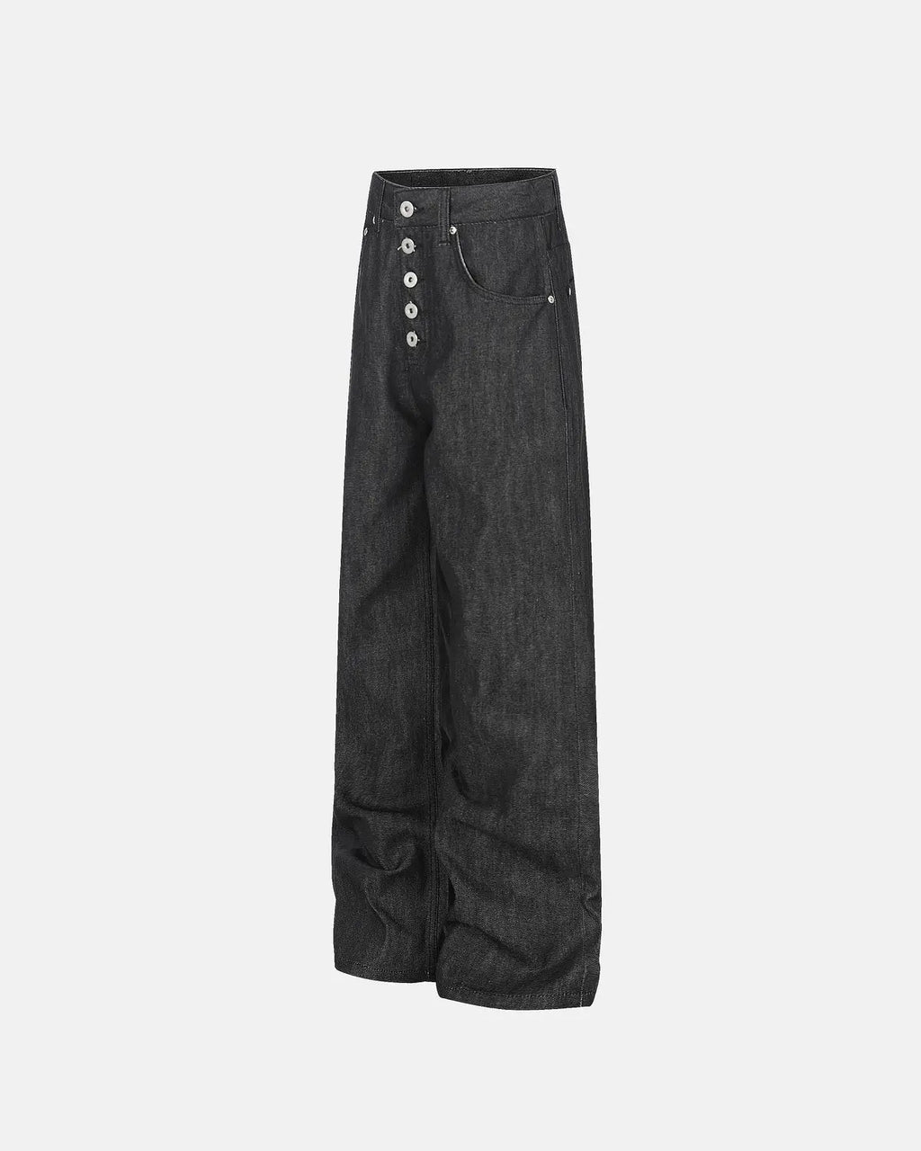 Button Detail Raw Baggy Jeans | Flation Streetwear