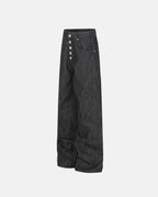 Button Detail Raw Baggy Jeans | Flation Streetwear