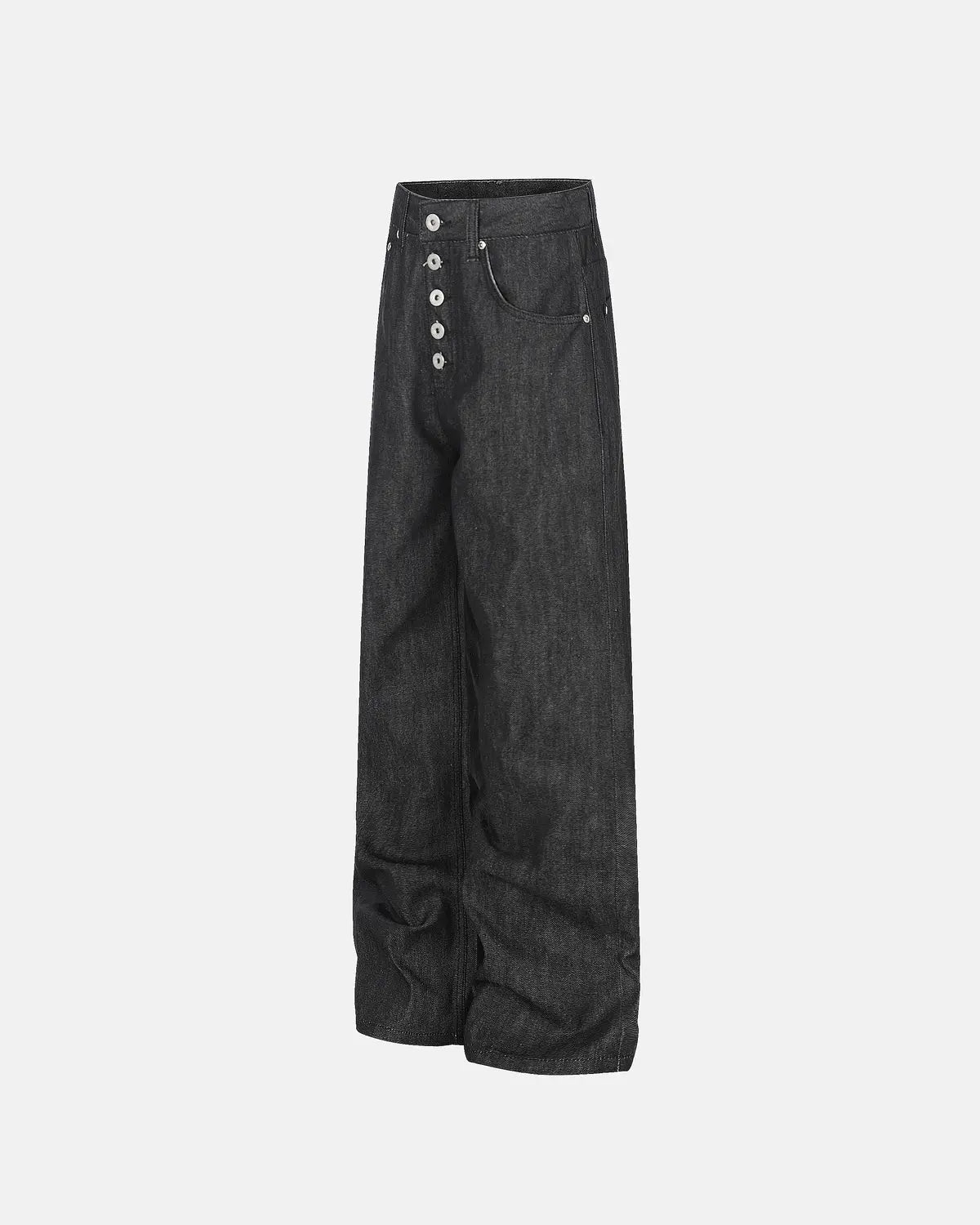 Button Detail Raw Baggy Jeans | Flation Streetwear