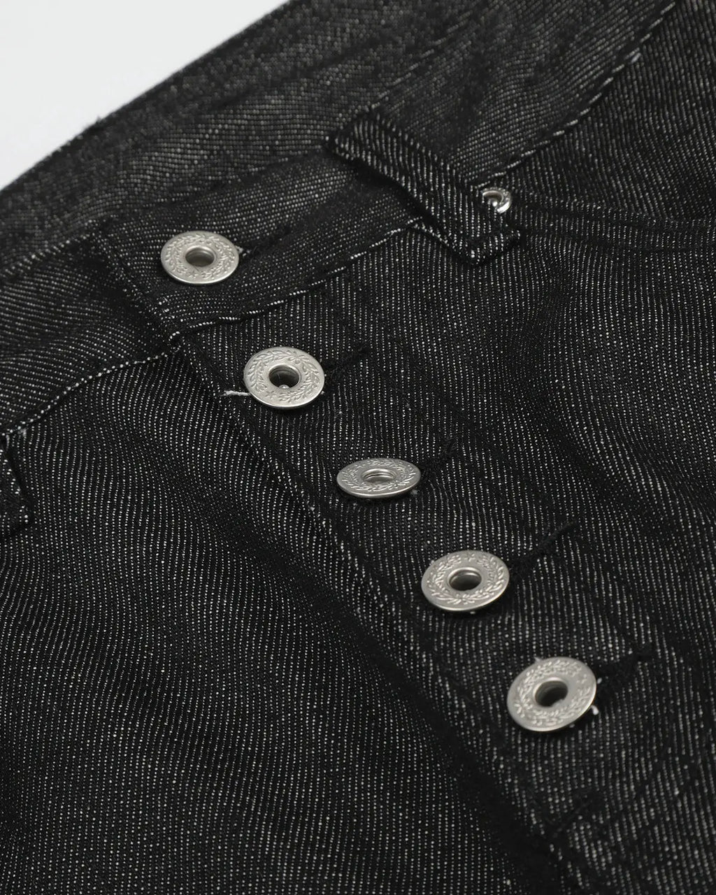 Button Detail Raw Baggy Jeans | Flation Streetwear