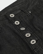 Button Detail Raw Baggy Jeans | Flation Streetwear