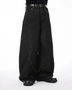 Colorful Rhinestone Raw Barrel Jeans | Flation Streetwear