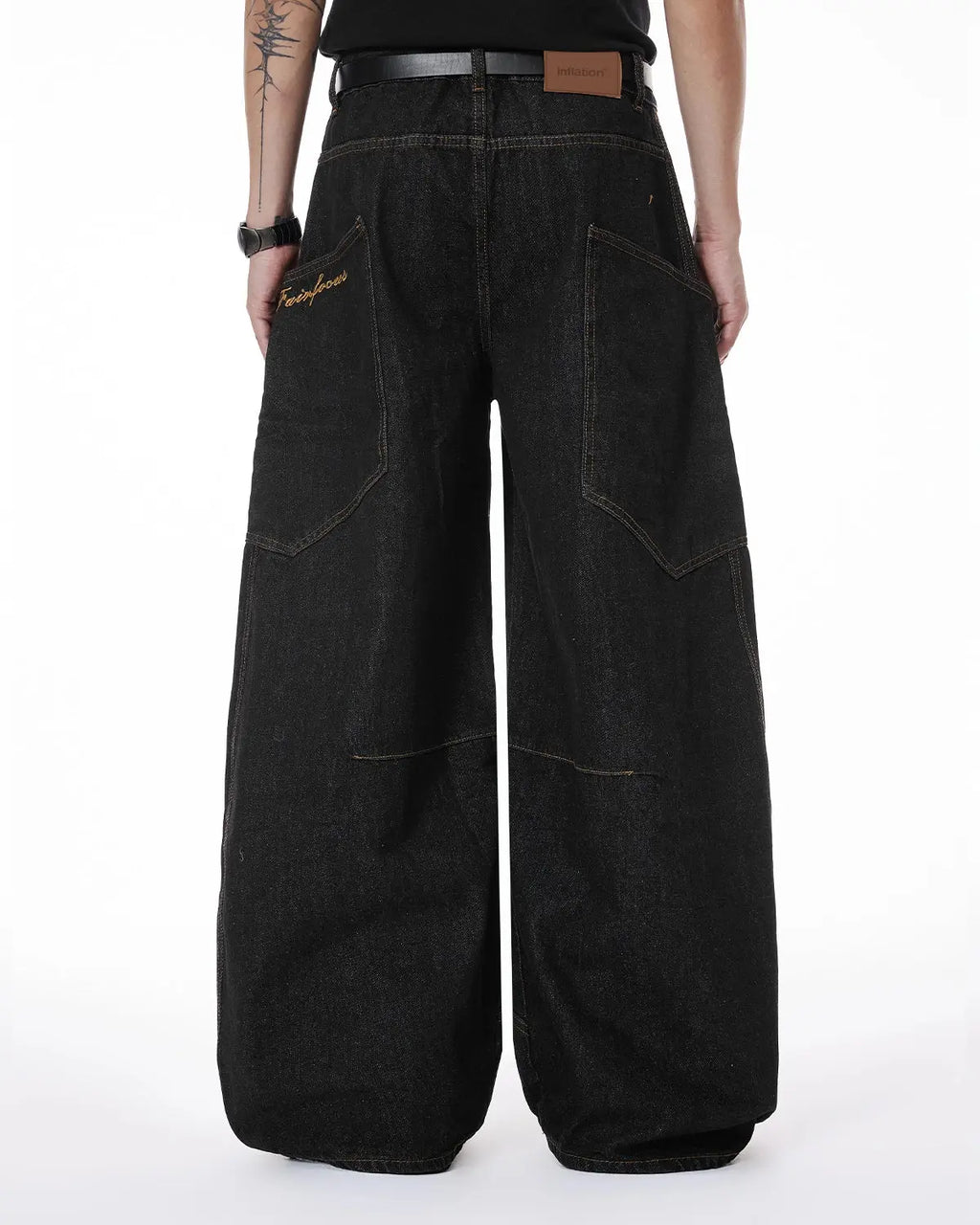 Colorful Rhinestone Raw Barrel Jeans | Flation Streetwear