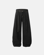 Contrast Stitch Raw Baggy Jeans | Flation Streetwear