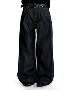 Contrast Stitching Raw Baggy Jeans | Flation Streetwear