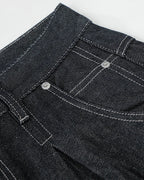 Contrast Stitching Raw Baggy Jeans | Flation Streetwear