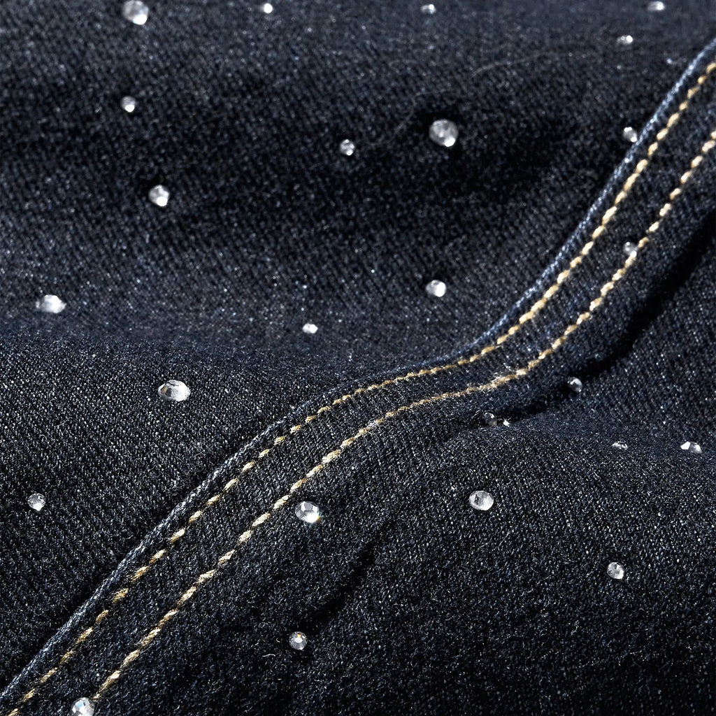 Leopard Patch Rhinestone Barrel Jeans | Flation Streetwear