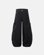 Leopard Patchwork Barrel Jeans | Flation Streetwear