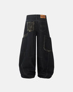 Leopard Patchwork Barrel Jeans | Flation Streetwear