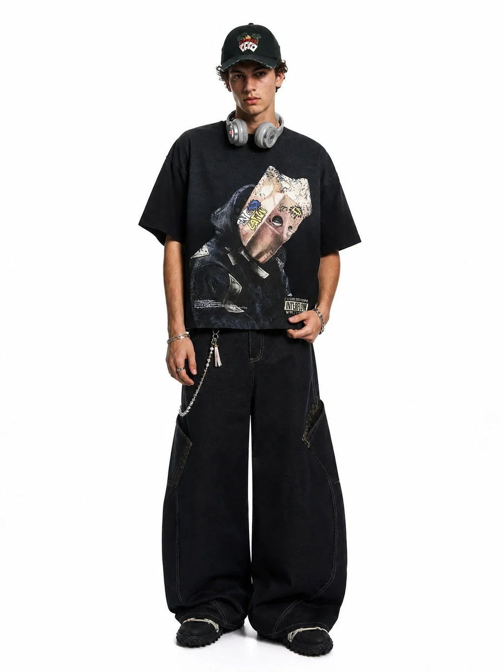 Leopard Patchwork Barrel Jeans | Flation Streetwear
