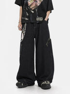 Leopard Patchwork Barrel Jeans | Flation Streetwear