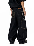 Leopard Patchwork Barrel Jeans | Flation Streetwear