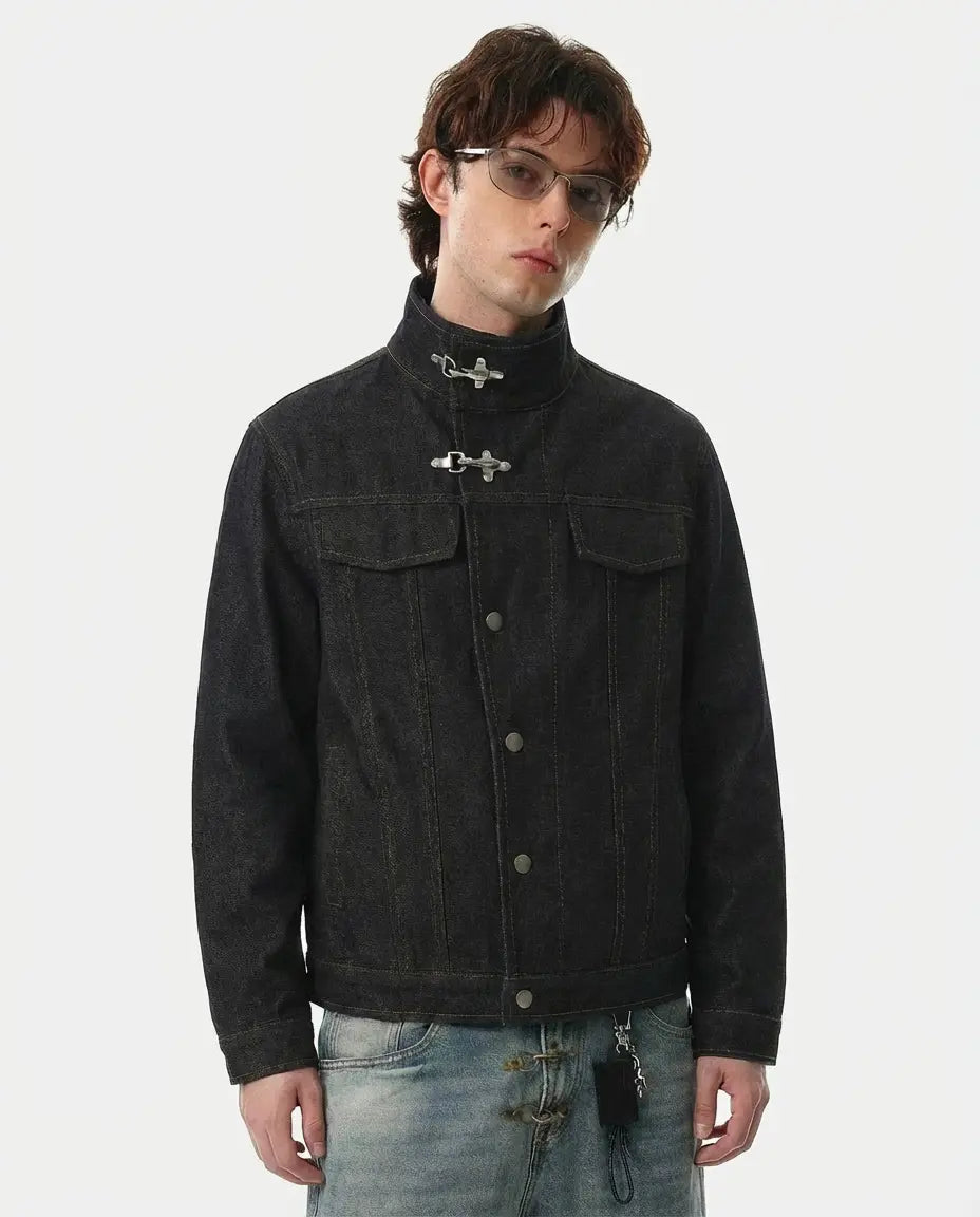 Metal Toggle Raw Denim Jacket | Flation Streetwear