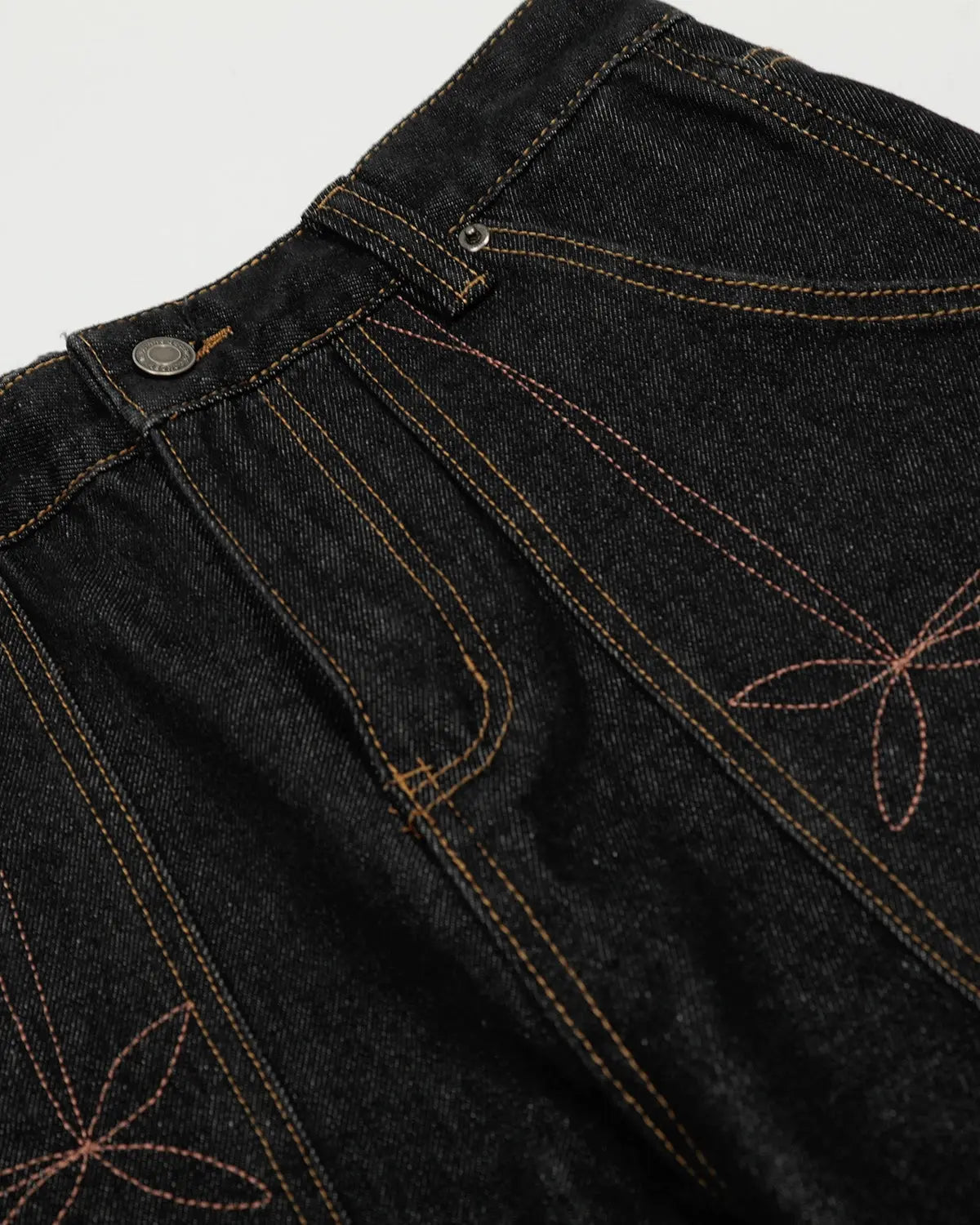 Raw Embroidery Baggy Jeans | Flation Streetwear