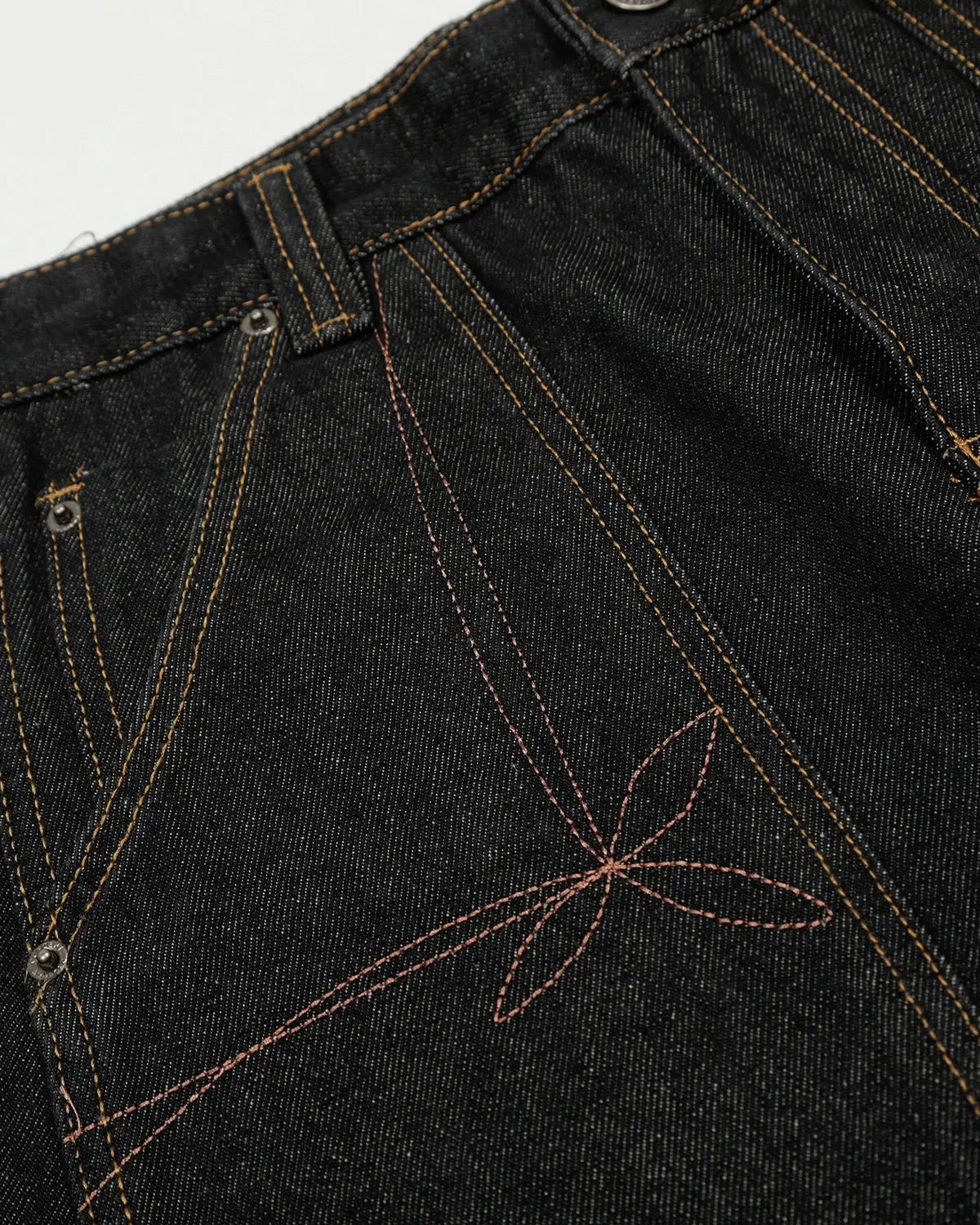 Raw Embroidery Baggy Jeans | Flation Streetwear