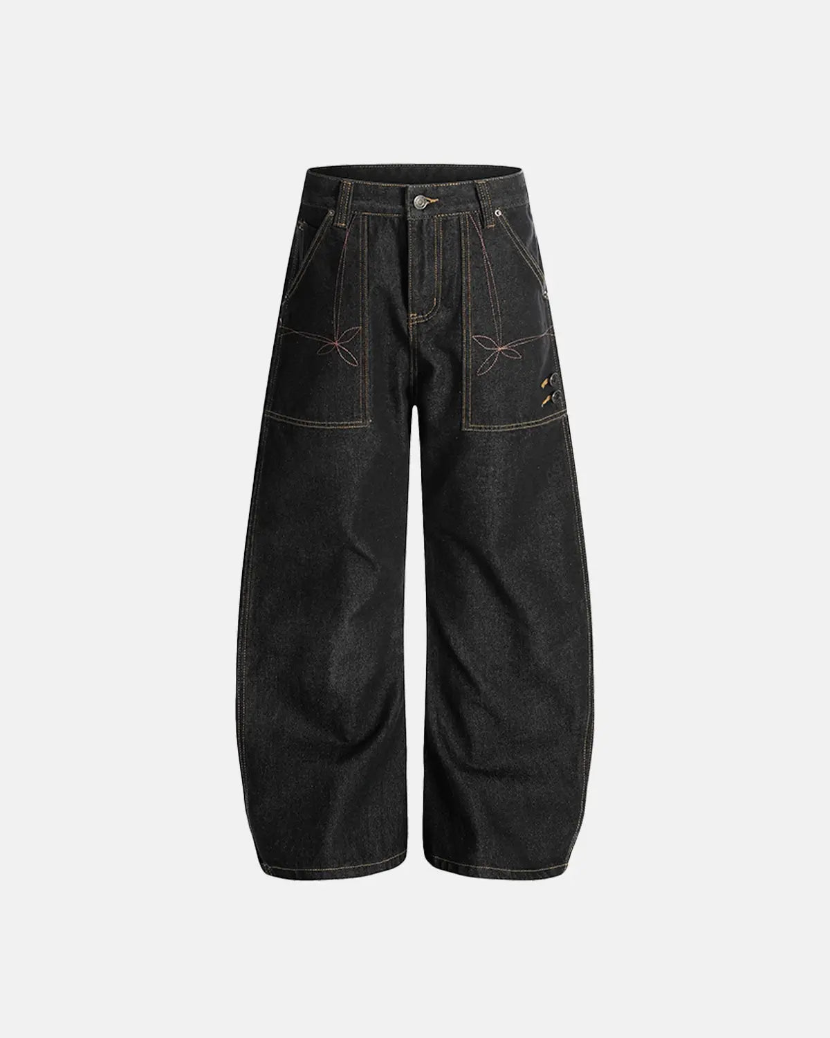 Raw Embroidery Baggy Jeans | Flation Streetwear