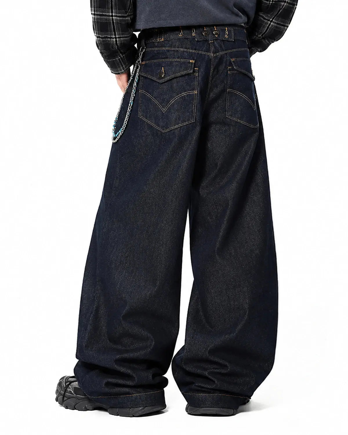 Raw Wash Barrel Jeans with Cinch Back | Flation Streetwear
