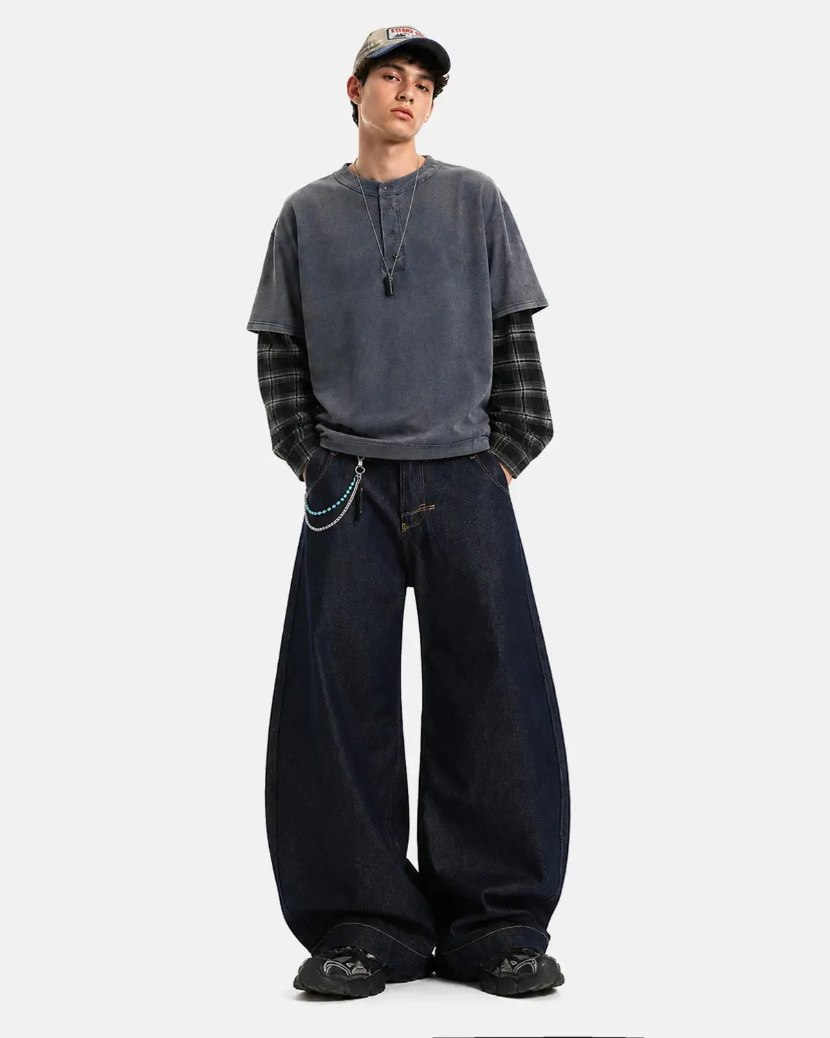 Raw Wash Barrel Jeans with Cinch Back | Flation Streetwear