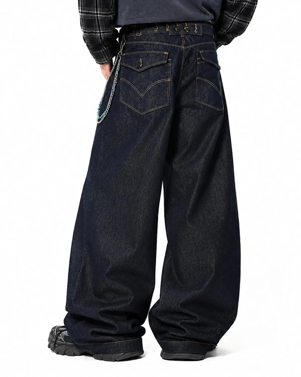 Raw Wash Barrel Jeans with Cinch Back | Flation Streetwear