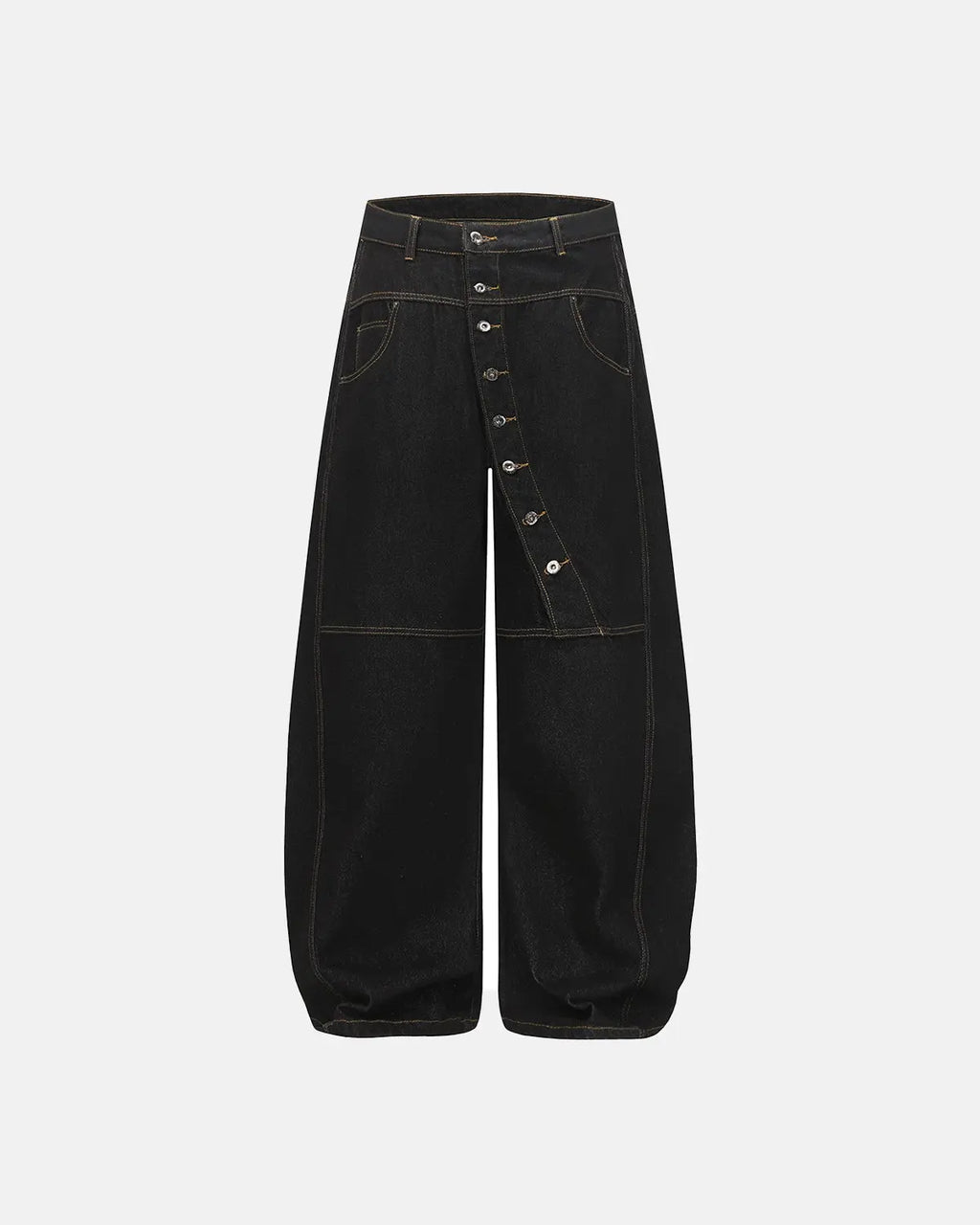 Buttons Up Raw Baggy Jeans | Flation Streetwear