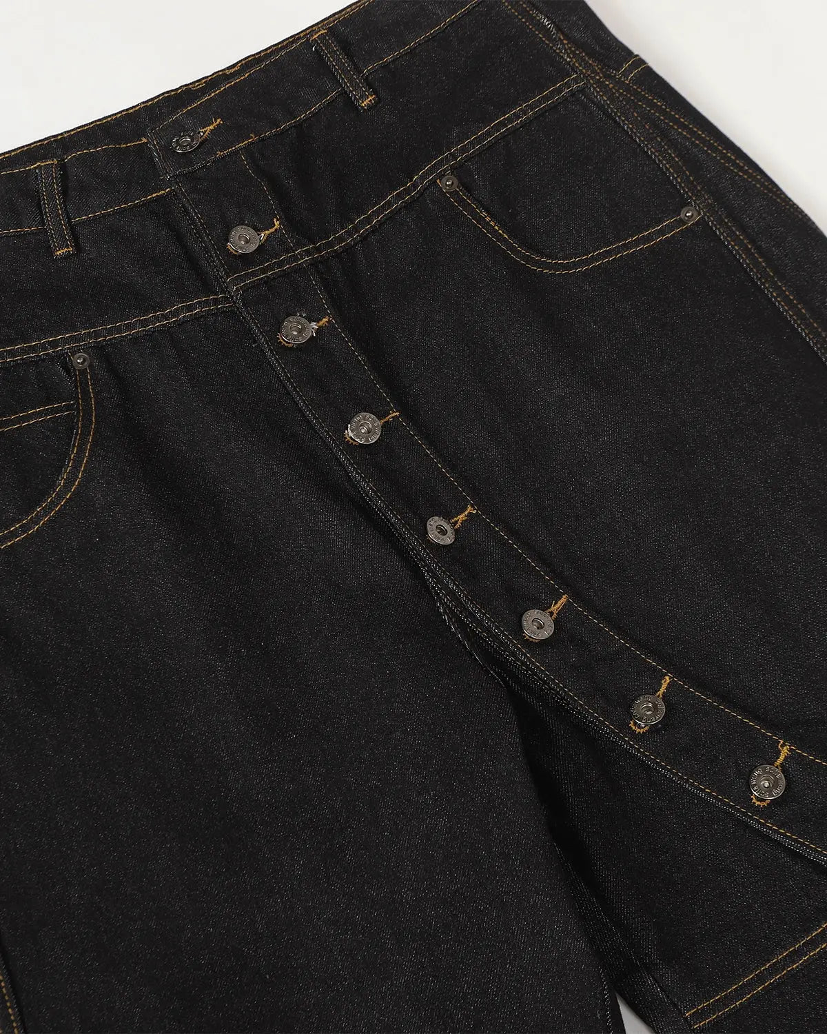 Buttons Up Raw Baggy Jeans | Flation Streetwear