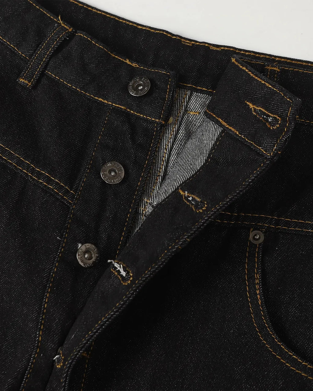 Buttons Up Raw Baggy Jeans | Flation Streetwear