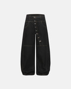 Buttons Up Raw Baggy Jeans | Flation Streetwear