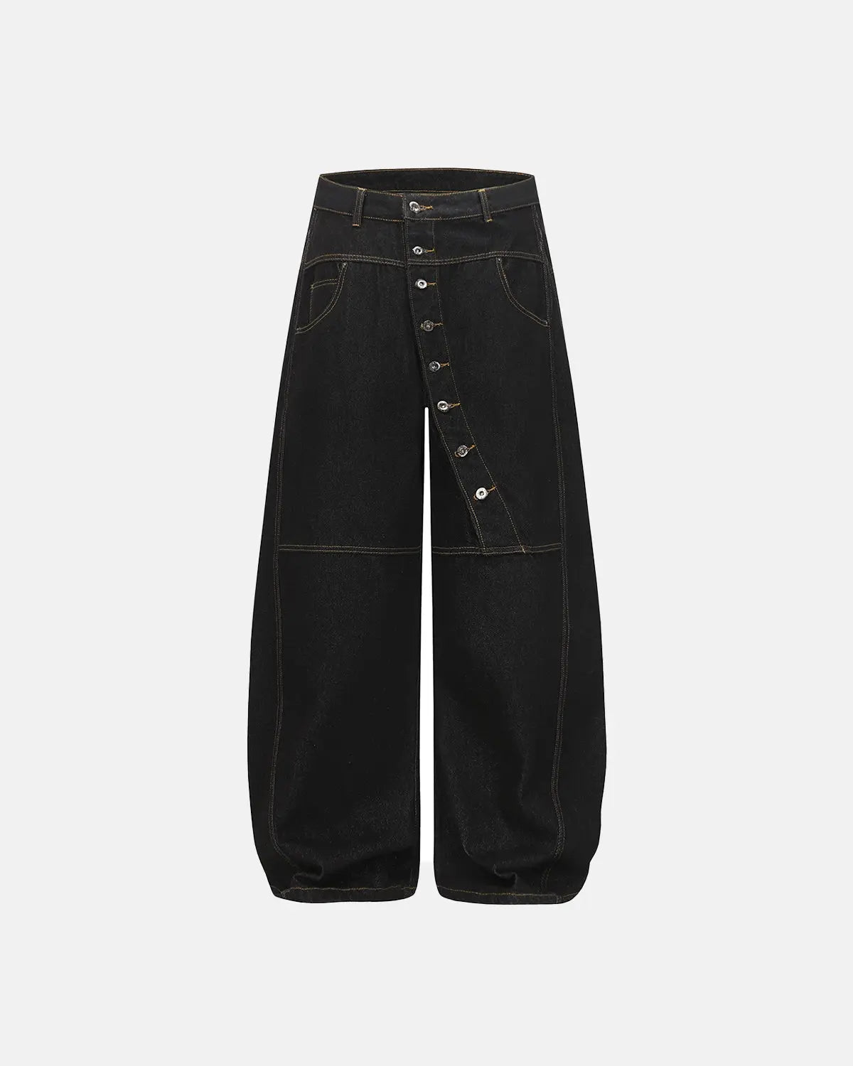 Buttons Up Raw Baggy Jeans | Flation Streetwear
