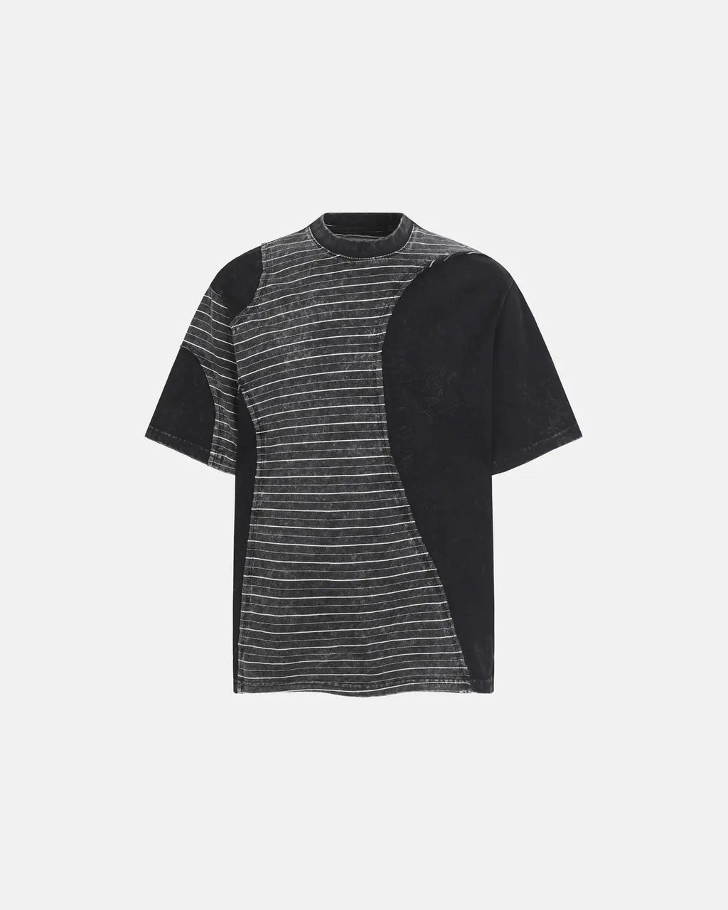 Striped Patchwork Washed T-Shirt | Flation Streetwear