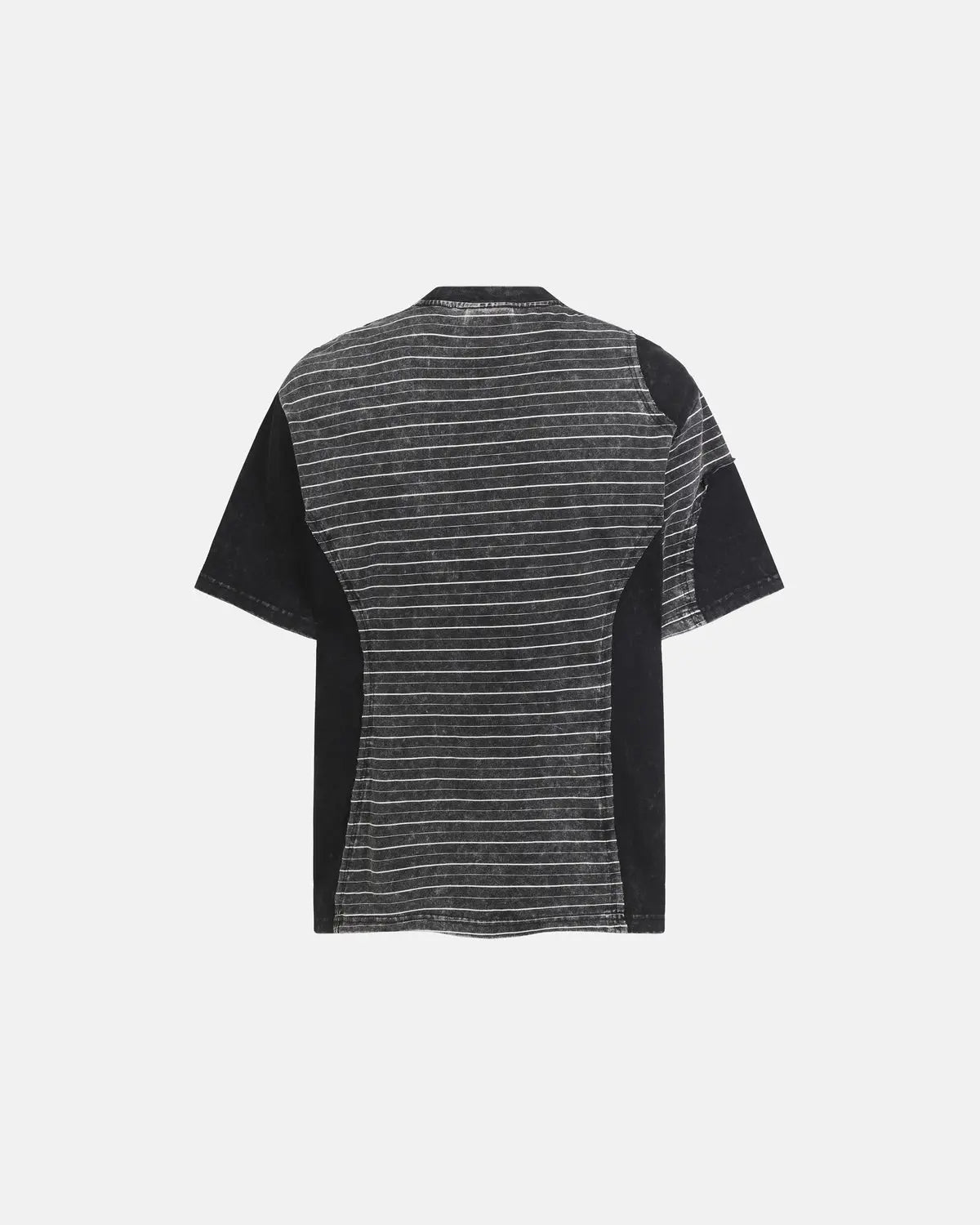 Striped Patchwork Washed T-Shirt | Flation Streetwear
