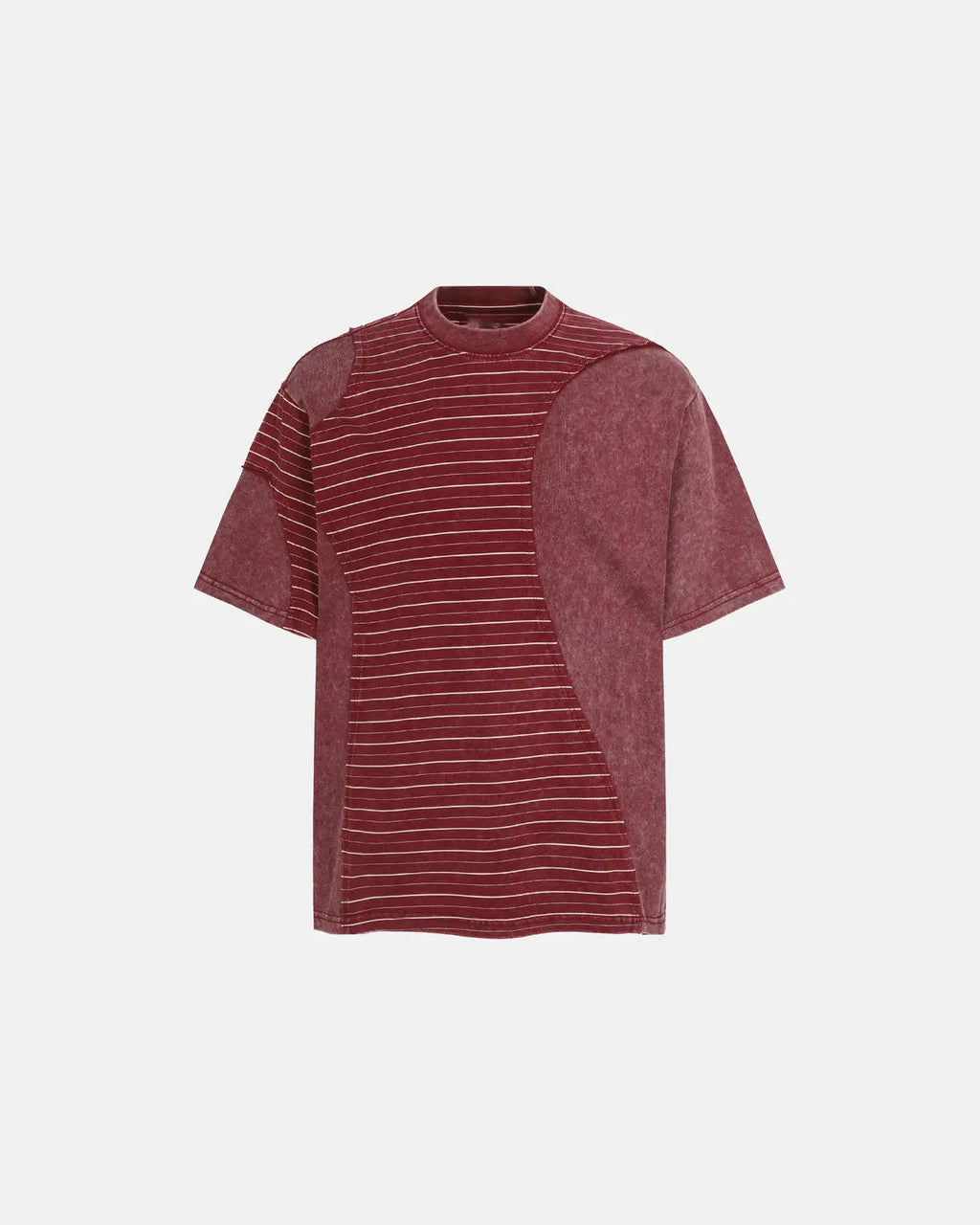 Striped Patchwork Washed T-Shirt | Flation Streetwear