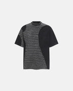 Striped Patchwork Washed T-Shirt | Flation Streetwear