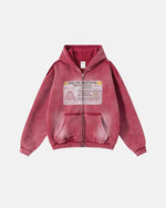 Graphic Ripped Washed Zip Up Hoodies | Flation Streetwear
